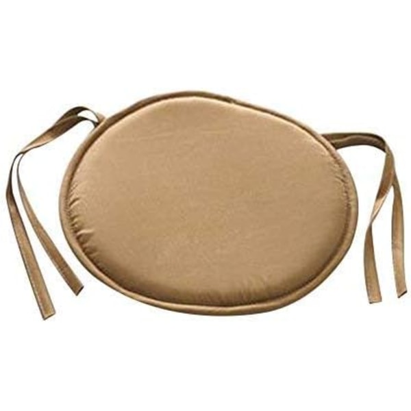 Sett med 2 (brune) polstrede hagestolputer med bånd 38 x 38 cm