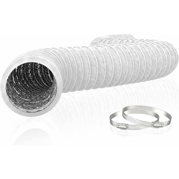 150mm Flexibel PVC Aluminium Avgas Slang 6m Lång - Ventilationsrör för Fläkt, Luftkonditionering, Torktumlare (ø150mmx6m, Vit)