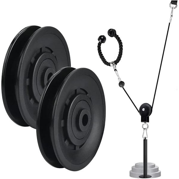 2-pack 90mm Universal Rullar Slitstark Runda Nylonrullar för Fitnessutrustning och Kabellyft