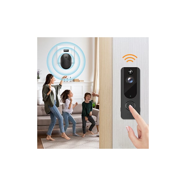 Video video Hjemmelavet Kamera WiFi Intelligent Interfektion Fjernovervågning Humanoid Genkendelse High Definition High Definition Video Dørklokke/Blac
