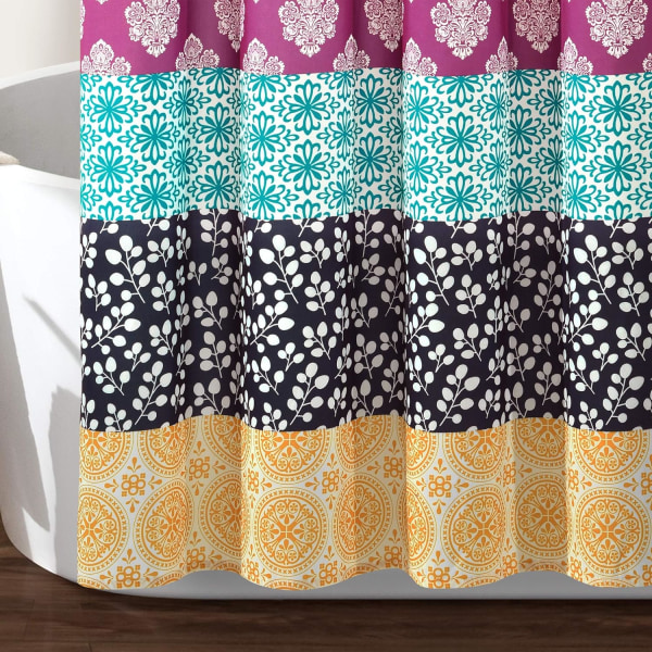 Luksuriøst dekorativt Boho stribet bruseforhæng Charmerende og dristigt farvedesign, perfekt til boheme badeværelsesindretning 72\" bred x 72\" lang i fuchsia og