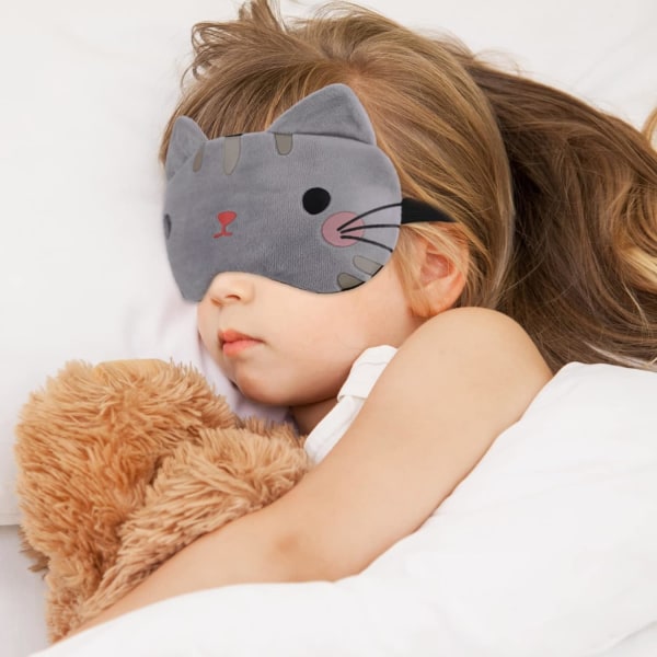 3 PCS Kids Sleep Mask Cartoon Cat Sleep Mask med justerbare stropper Soft Kids Sleep Mask