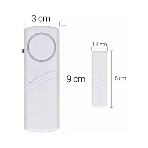 Dörr- och fönsterlarm - Set med 4x trådlösa anti-intrångslarm - Hemsäkerhet mot inbrott - Magnetisk funktion - 100 dB