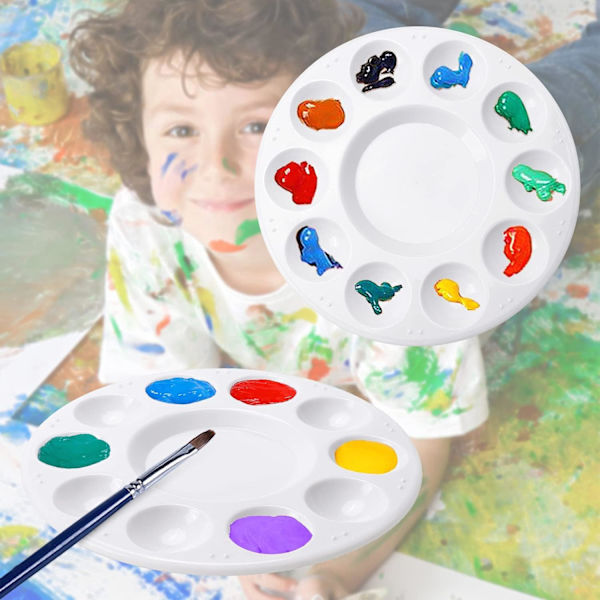 Plastik Malepaletter, Kunst Malepalette, Blandet Palette, 2 STK Farvepaletter