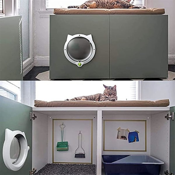 Glitter Pet Door Hole Owl Shape - Pet Window Lockable - Safe Pet Supplies (Farge: Svart )