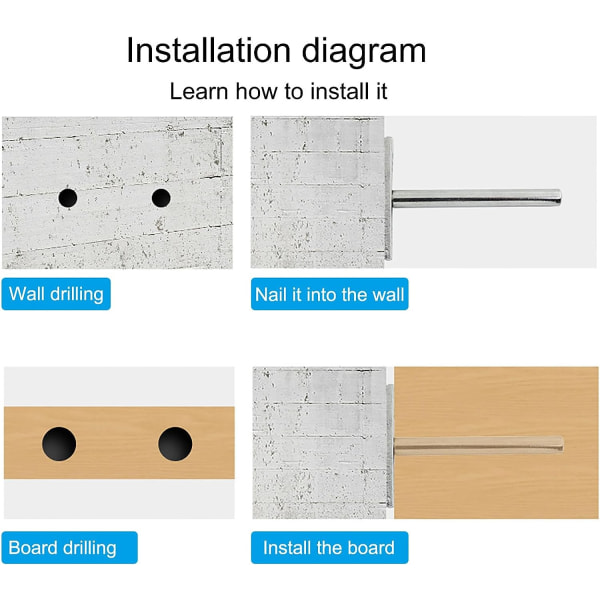 Flytende hyllebraketter, 4 stk. skjulte hyllebraketter 4 tommers dybde skjult blind hyllebrakett for DIY hjemtevegg