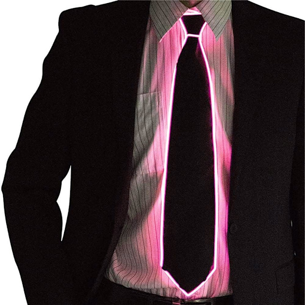 (Rosa) LED-lysklips med glød, lysende slips, neon LED-slips, LED-lysklips, kul nyhetsslips for fest