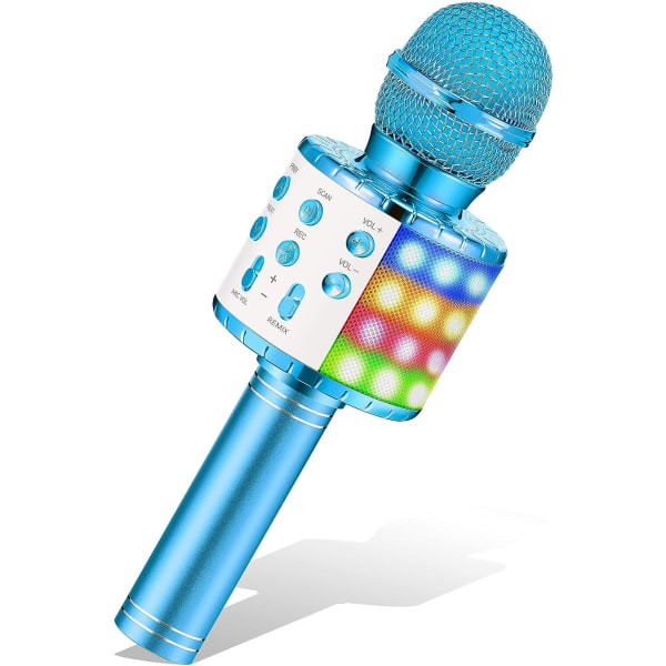 Karaoke trådlös mikrofon med LED-ljus, barnmikrofon Karao