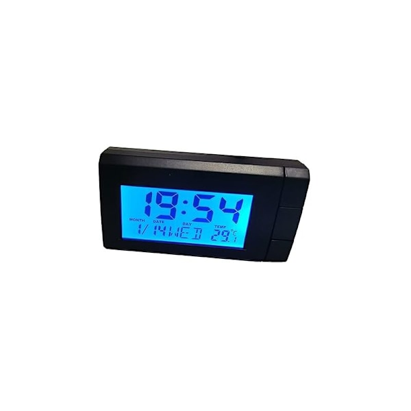 LCD temperatur bilklokke, biltermometer for dashbord bakgrunnsbelysning digital nattklokke tid temperaturvisning tid for lastebil