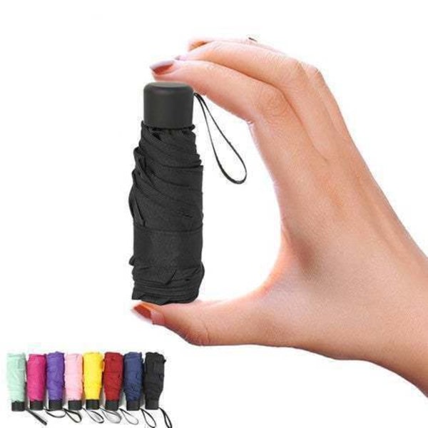 Lille Mode Mini Lommefoldbar UV-Beskyttende Vandafvisende Paraply (Sort)