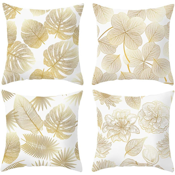 Kuddöverdrag 45x 45cm, Modernt soffkuddfodral Vackra kuddfodral Soffa Bil Heminredningsskydd (Golden Leaves02, Sammet)