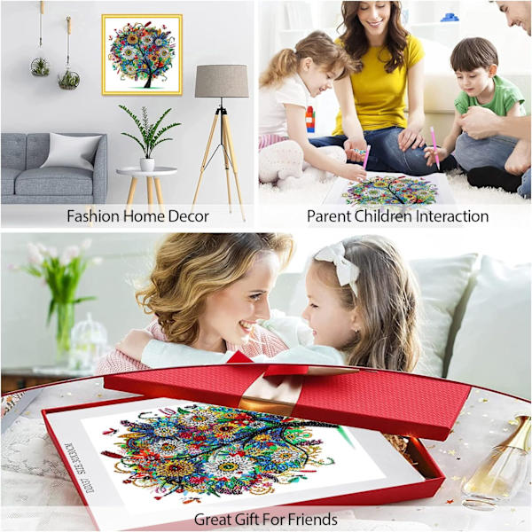 4-pack 5D diamantmålning DIY-kit, korsstygn, diamantbroderi, fullborr kristallbroderi hantverkskit, väggdekor (4 djur)