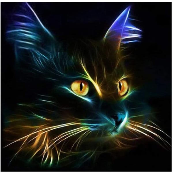 Full Diamond Diamond Painting, 5D Diy Diamond Painting Digital Wall Decor Kit, Black Cat (12X12 tum)