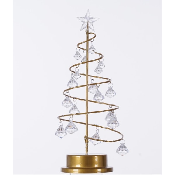 Juletrelys, Krystallspiral juletre med glitrende stjerner, 10 tommer batteridrevet sølv juletrelys med metallstativ for
