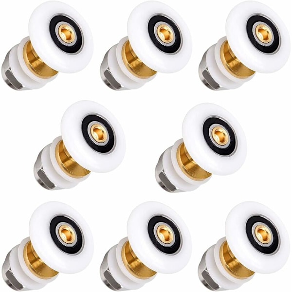 Duschhjul för skjutdörr 8 stycken ersättningsduschhjul i 20 mm mässing för skjutglasdörr med kullager.