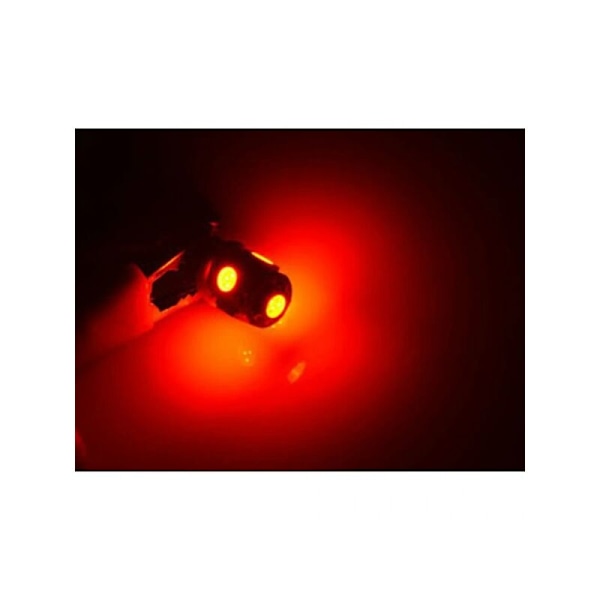 （Röd） Ba9s LED med 5 SMD5050-chips, 2 2-formade paket, silvergrå, rött ljus, 2-pack