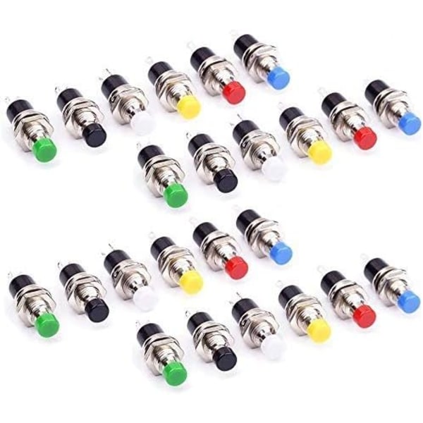 24 kpl 1A 250V AC 2-napainen SPST hetkellinen minipainonappikytkin normaalisti auki, minihetkellinen painonappikytkin 7 mm Arduino DIY:lle