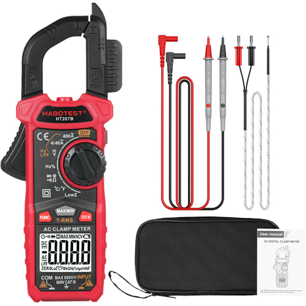 HT207B Multimeter med digitale tænger 4.000 punkter Spænding CC CC voltmeter Diode modstand amptermmetrisk klemme Digital Multifunktionel digital høj p