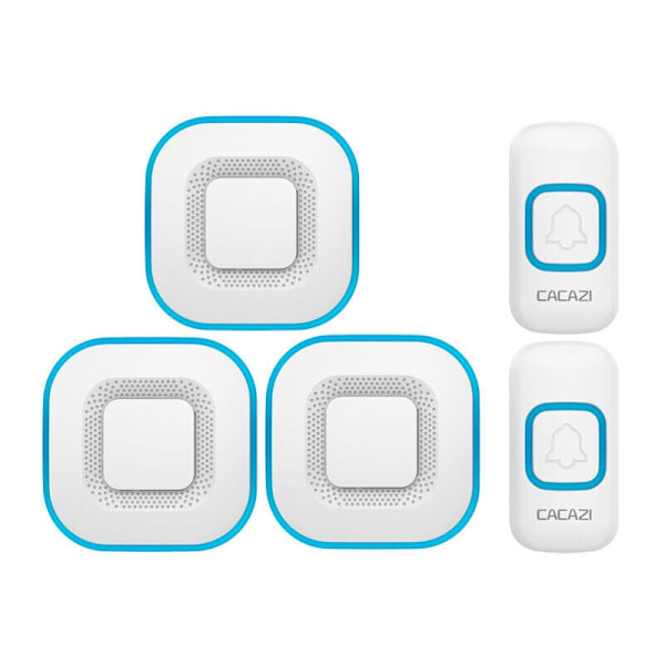 Trådløs dørklokke, smart LED-dør til ho, 3 klokker, 2 knapper, hvid