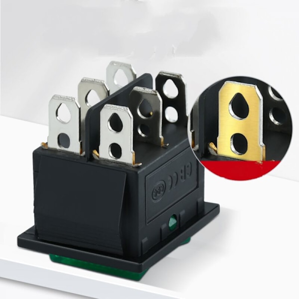 Vippströmbrytare, on-off-on, 6 terminaler, 16A 250VAC, svart, 2 st