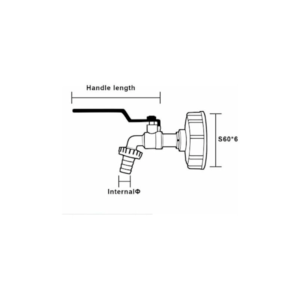 IBC 1000L säiliöhana IBC vedenkeräysventtiili, 1/2 \"IBC 1/2\" säiliöadapteri kaksoisvedenkeräyshana, messinkihana pp karkeakierteessä 60 mm (3/4)