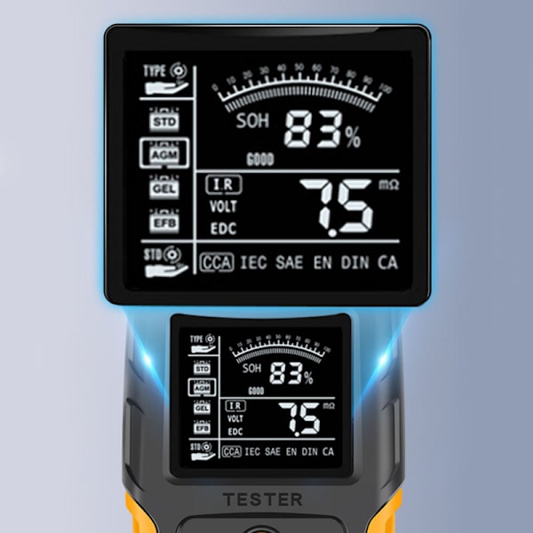 12 V/24 V LCD bilbatteritestare Digital batterianalysator Diagnostiskt verktyg SOH SOC CCA IR för motorcykel lastbil bil