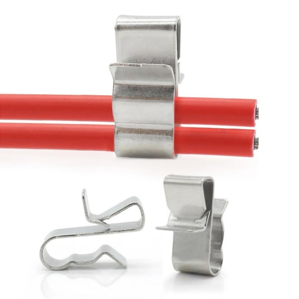 50 stk 2x4mm rustfritt stål solcelle PV-kabelklips for montering av system