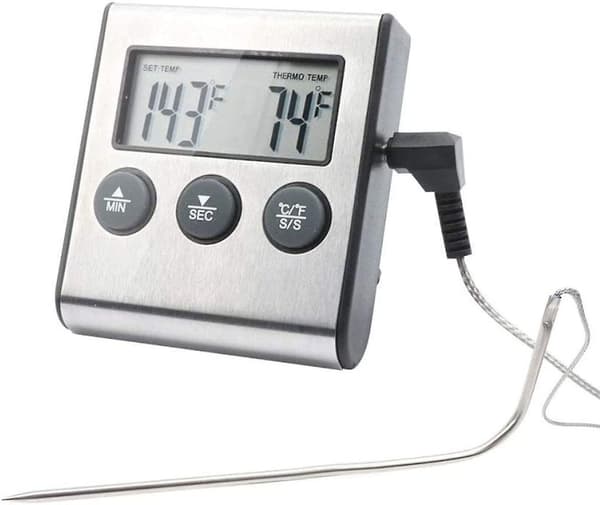 Digital Ovnkjøtttermometer Timer, Stor LCD Digital Mattermometer