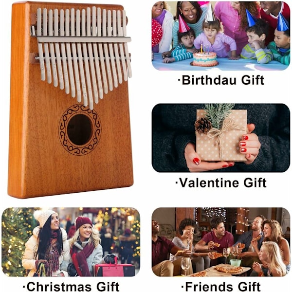 Kalimba Tommelfingerklaver 17 Tangenter Tommelfingerklaver, Tommelfingerklaver Kalimba Instrument Bærbart Fingerklaver Til Børn Voksne Begyndere, Ideel Fødselsdagsgave, Val