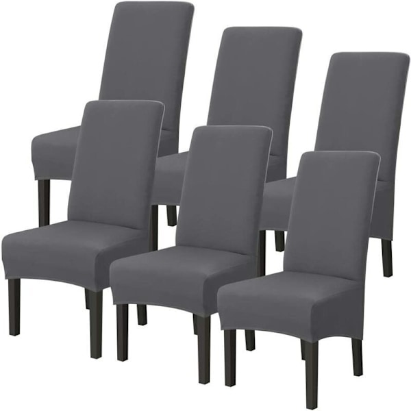 Set med 6 universella tvättbara stretchiga stolsöverdrag i mikrofiber