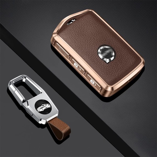 Volvo Smart Key Fob - Brun - För Volvo XC60 XC70 XC90 C30 S60 S80 S90 V60 V70 V90 - Läder - Sidoknappar