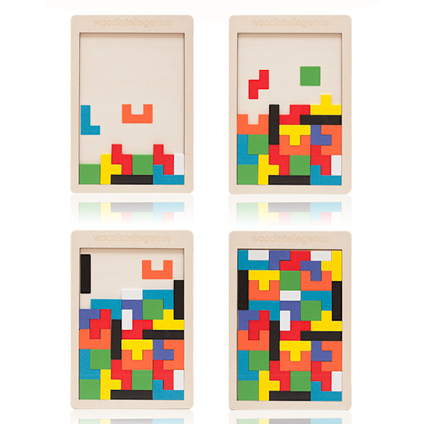 1 st Tetris Pussel Montessori Geometriska Pussel Hjärnspel Block Lekar Utbildande Leksaker För 3-8 Åringar