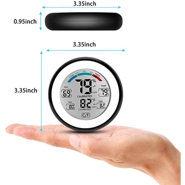 Digital hygrometer, inomhus termometer hygrometer rumstemperatur, max min display noggrann väggbordstermometer med pekskärm för växthus