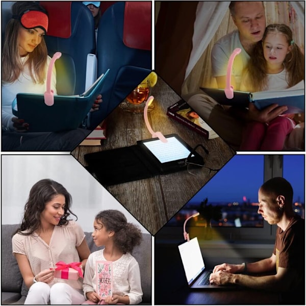 Leselampe, Oppladbar USB-klypelampe for lesing, 3 øyebeskyttelsesmoduser (Hvit/Varm/Varm Hvit) 360° Fleksibel Cut Lateuse Latger Eye Latter for å lese i