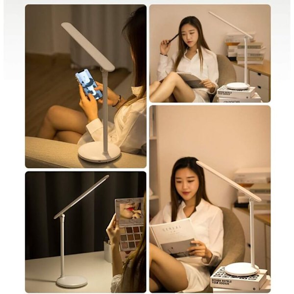 Uendelig gradering skrivebordslampe for smarthus, sammenleggbar leselampe for studenthjem, oppladbar, for beskyttelse av hvite studenters øyne