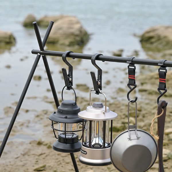 Utomhus tältklämma krok, lätt krok (8PCS), multifunktionell utomhus camping utrustning tillbehör för utomhus tält takduk klämma krok