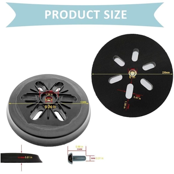 150 mm slibepude med velcro, kompatibel med Bosch GEX 150, GEX 150 AC, GEX 150 Turbo sliber fra Poweka