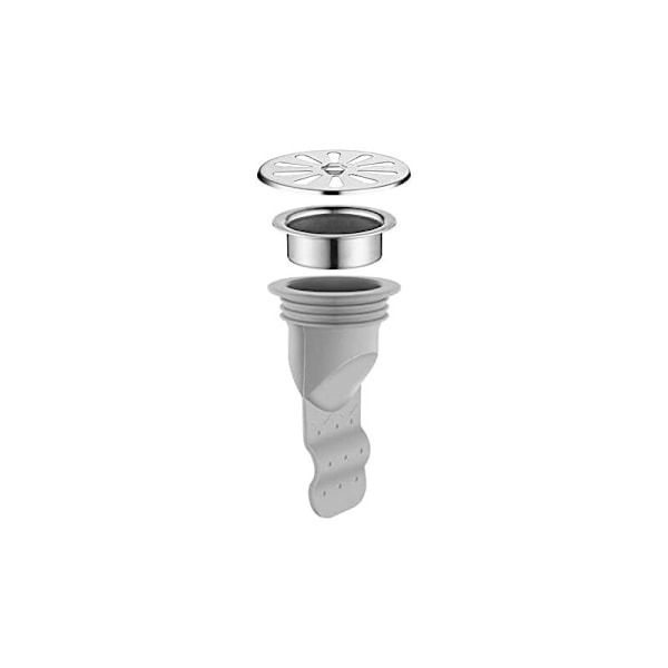 (5,3 × 5,3 × 9,8 cm) Stålring for dusj - Anti-tilbakestrømning - Silikon deodorant - Enveis tømmeventil