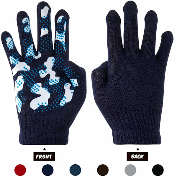 6 par magiska stretchgriphandskar för pojkar och flickor, vinter, stickade vantar med full finger för barn 4-8 år, 6 stilar
