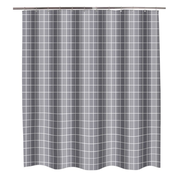 Suojakalvo vedenpitävä paksu polyesterisuihkuverho harmaa ruudukko käytetään kylpyhuoneen verhojen koristeluun (150 cm leveä x 180 cm korkea)