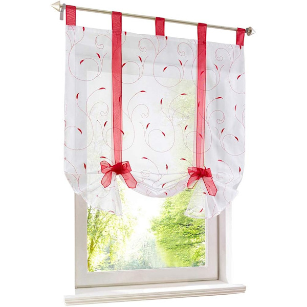 Romersk løftegardin kort brodert sølvgrå kort gardin (60 * 140cm 80G)
