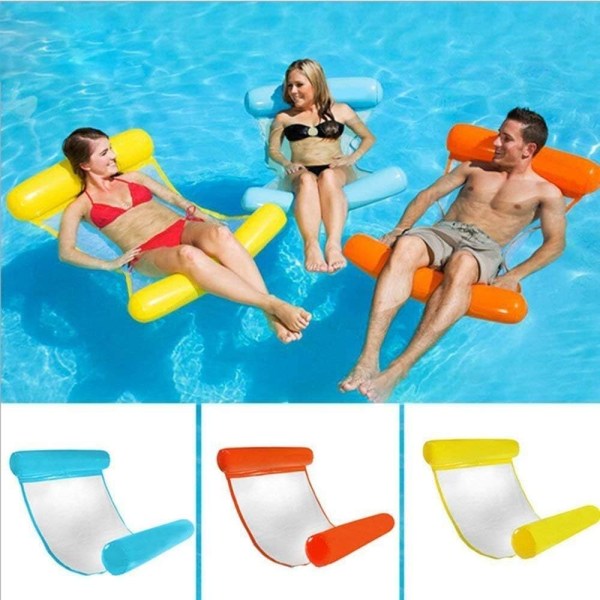 Blue Floating Bed Water Hammock Inflatable Lounger for Sea Pool Beach