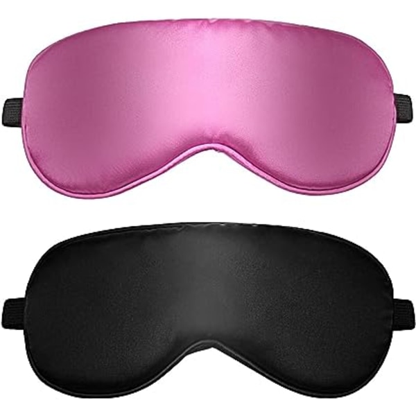 (Svart+Rosa) 2-pack sovande ögonmask, supermjuk ögonmask, juster