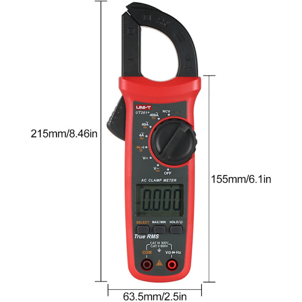 UT201 UT201 digitalt multimeter med tang + 4000 punkter True RMS Multimeter amplemaster Voltmeter NCV Test Universal tæller tester vekselstrøm