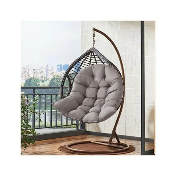 Stolehynde, Rattan Stolehynde, Afslappende Stolehynder til Hængende Kurvesving, Kurvesædehynde til Indendørs, Udendørs, 80 x 120 cm, Grå