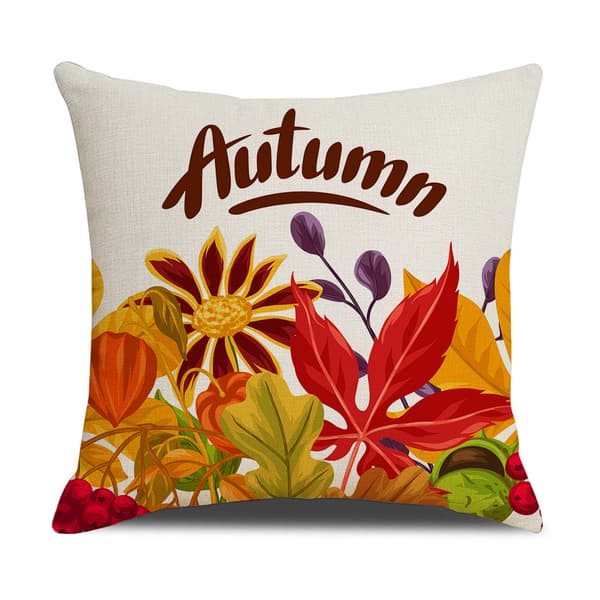 Thanksgiving Fall Pillowcase 18 x 18 tum, Set av 4 bomullslinne Fall Pumpkin Throw Pillowcase, Hösttema dekorativ kuddfodral för soffa