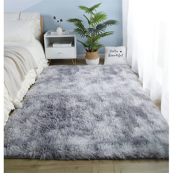 Mjuk golvmatta Mjuk konstgjord päls Area Rug Dekorativ gradient golvmatta för sovrum Vardagsrum Matsal (Ljusgrå, 80×160cm)