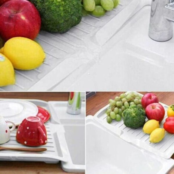 Premium droppbricka diskställ matta plast kök diskavrinningsställ diskavrinningsbräda diskbänkssida dropp lutande avrinningstråg för krukor, kastruller, glas, B