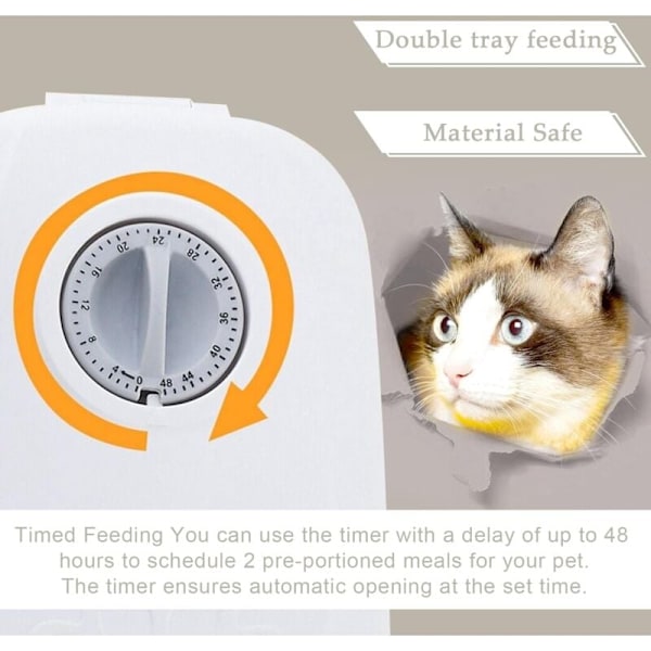 Automatisk foderautomat til kæledyr, til hunde og katte, med 48-timers timer, til katte og hunde (350 ml)