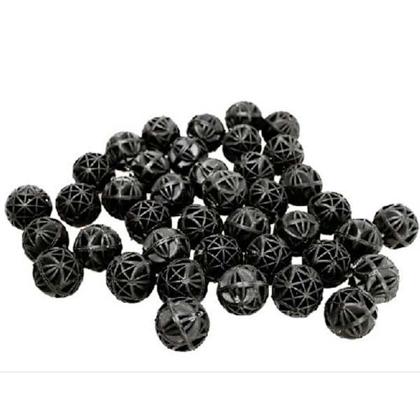 100 svarte biokuler med 18 mm diameter, kompatibel med akvarium- og damfilter